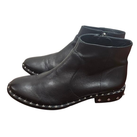 Schutz Black Leather Studded Ankle Boots Women’s 9.5B Rocker Moto Booties Brazil - Picture 5 of 14